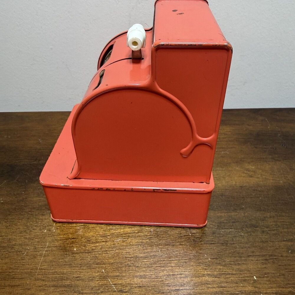 Vintage Uncle Sam’s 3 Coin Red Orange Metal Counting Register Bank - Works ! - Picture 7 of 11
